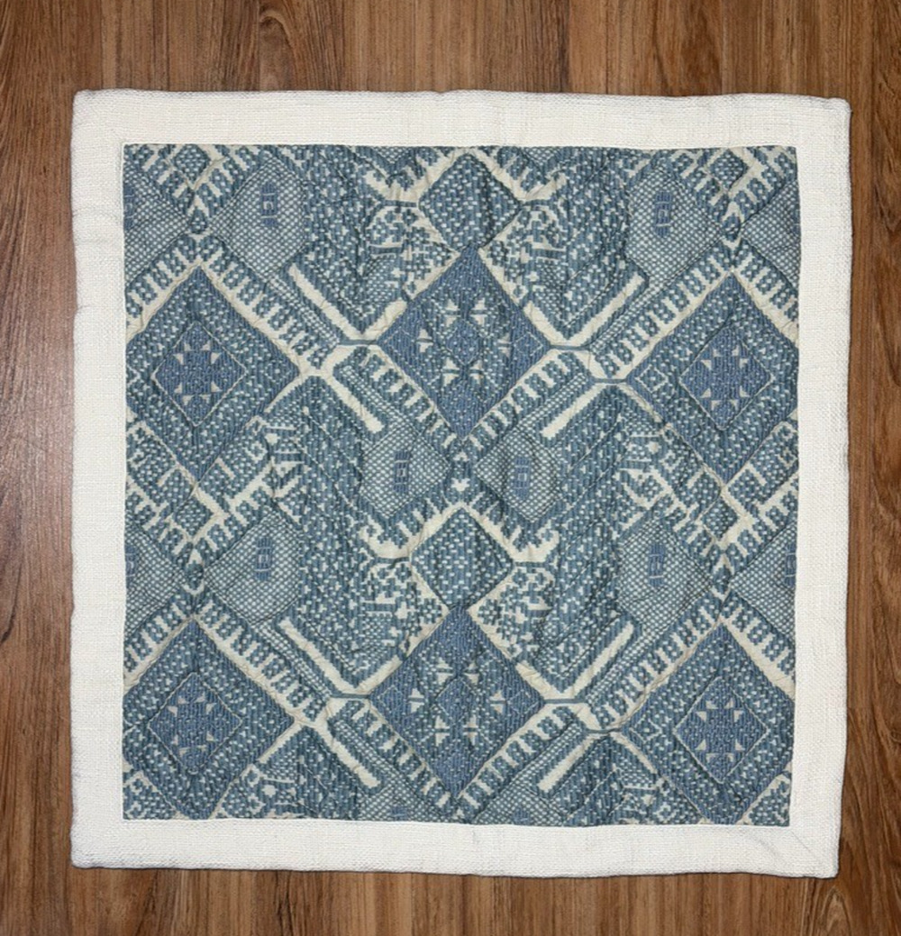 Pottery Barn Fez Reversible Quilt Euro 29" x 29" Sham Blue - Sample Pull
